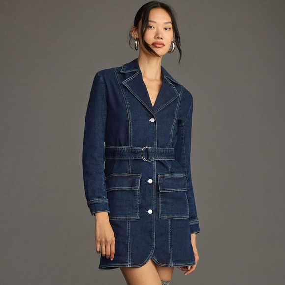pilcro belted denim blazer dress Pilcro Belted Denim Blazer Dress